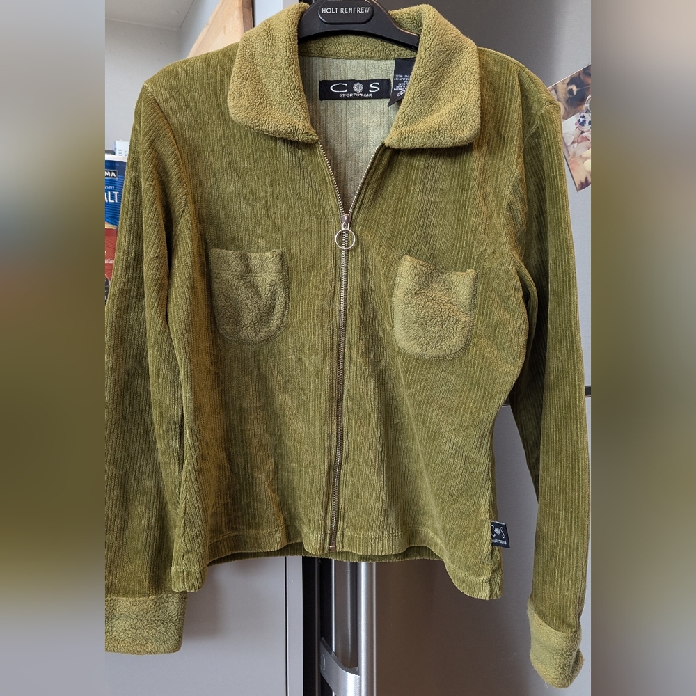Vintage Stretchy Velour Green Top Medium